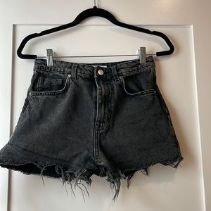 Black denim shorts